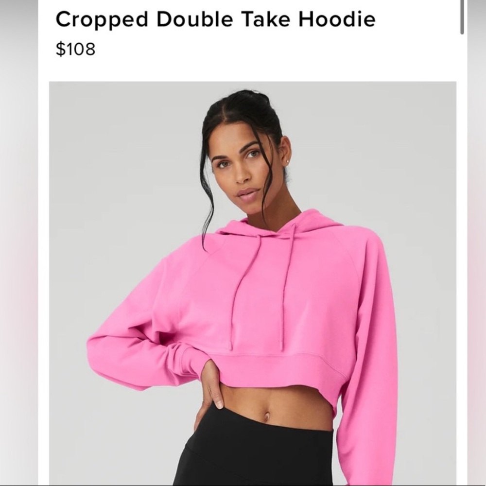 Cropped double take hoodie alo paradise pink size small